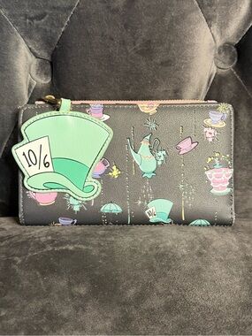 Loungefly Alice in Wonderland a very merry birthday flap wallet w/ Mad Hatter